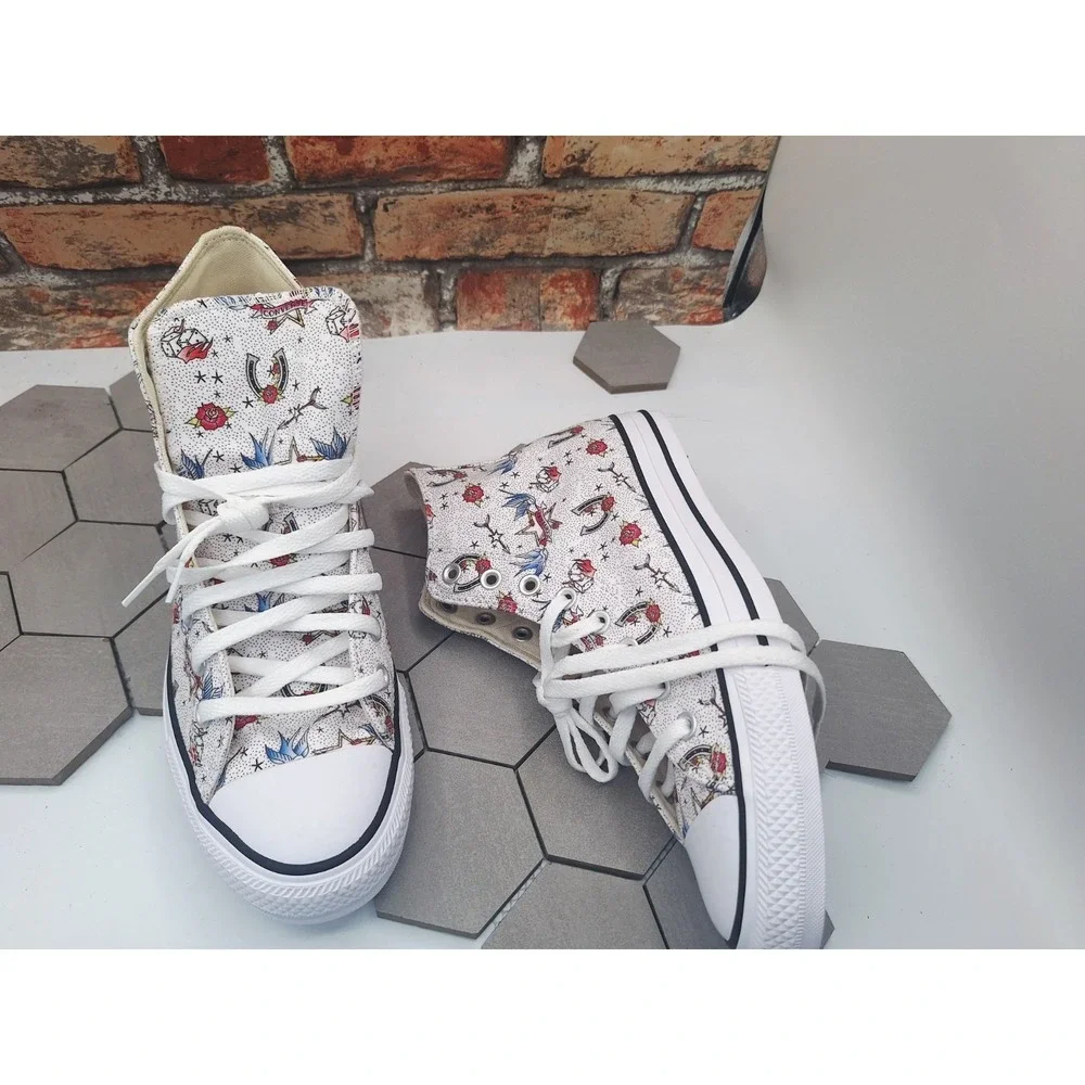 Converse Chuck Taylor Hi American Traditional Tattoo Flash Print Mens Sz 9 Rare